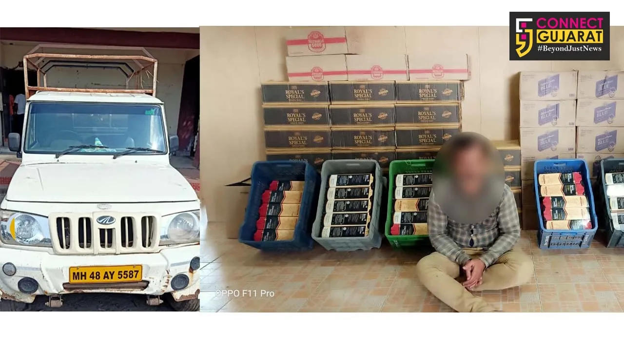 પાનોલી:ઓવર બ્રિજ ઉપરથી મહિન્દ્રા બોલેરો પીક-અપમાં પસાર થતો વિદેશી દારૂનો જથ્થો ઝડપાયો
