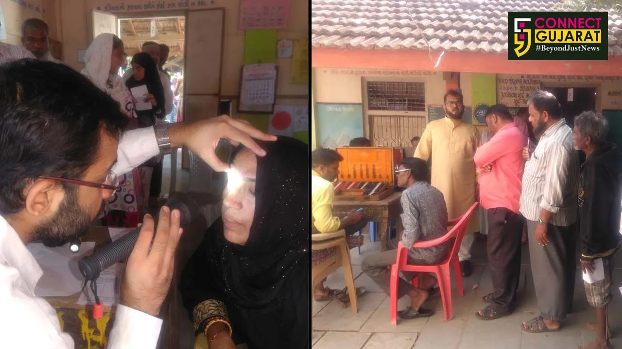 કોલવણા ગામે યોજાયેલ મફત નેત્ર નિદાન કેમ્પમાં 300 લાભાર્થીઓએ આંખોની ચકાસણી કરાવી