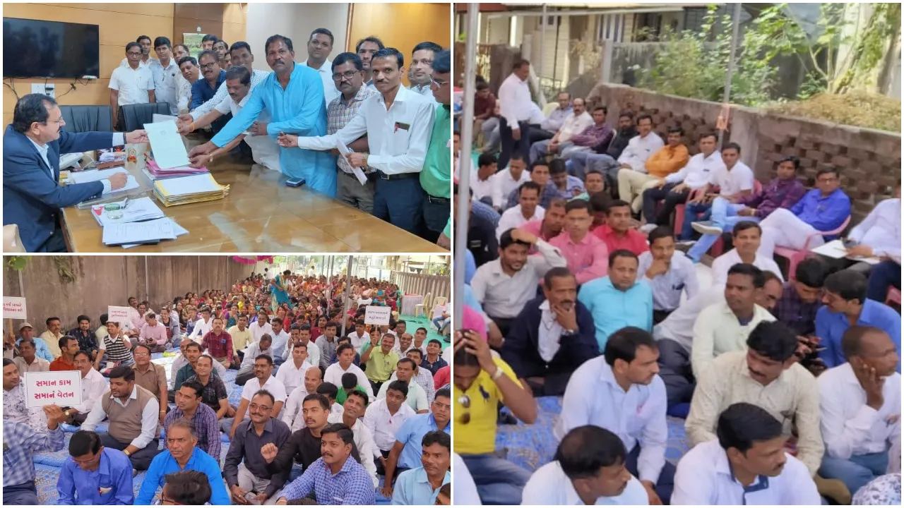 વલસાડ : ભજન-સત્સંગ સહિત યોજાયા અનોખા ધરણા, શિક્ષક સંઘ દ્વારા પાઠવાયું આવેદન