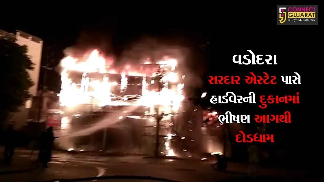 વડોદરા : સરદાર એસ્ટેટ પાસે હાર્ડવેરની દુકાનમાં ભીષણ આગથી દોડધામ