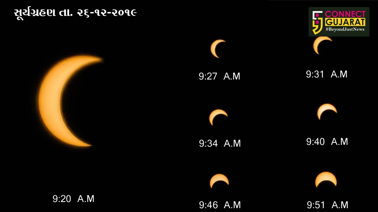 ભરૂચ : કંકાણાકૃતિ સુર્યગ્રહણનો અદભુત નજારો, સવારે 9.21 કલાકે સુર્ય 67 ટકા જેટલો ઢંકાયો