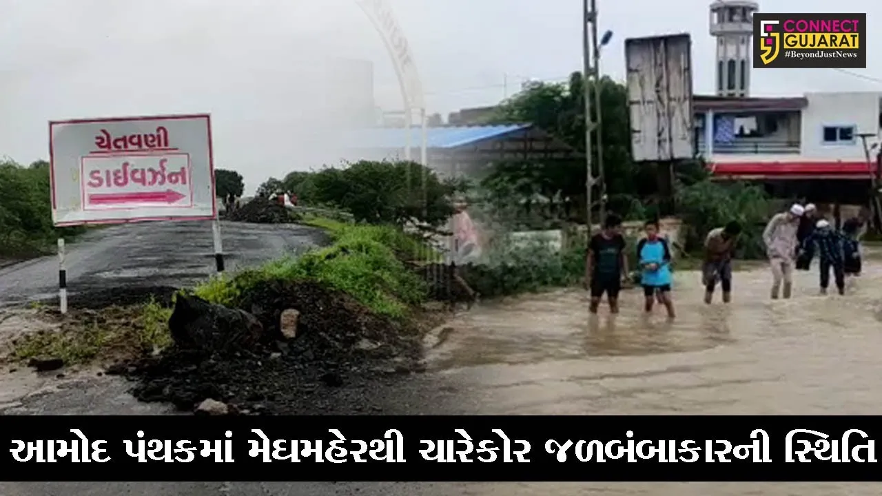 ભરૂચ : આમોદ પંથકમાં મેઘમહેરથી ચારેકોર જળબંબાકારની સ્થિતિ, જનજીવન ખોરવાયું
