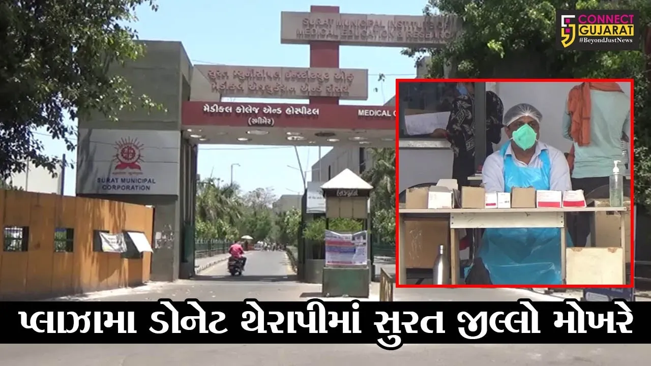 સુરત : 501 ડોનરો પાસેથી 973 યુનીટ પ્લાઝમા કલેક્ટ, પ્લાઝામા ડોનેટ થેરાપીમાં સુરત જીલ્લો મોખરે