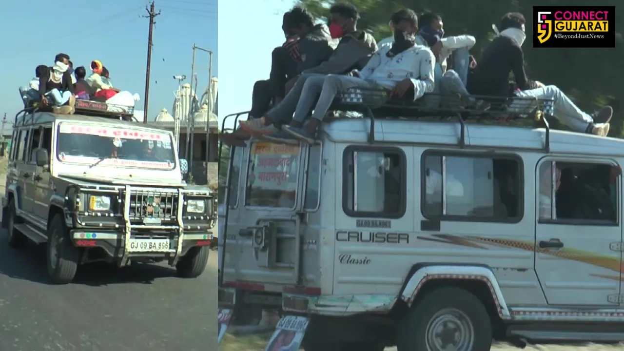 “મોતની સવારી” : સાબરકાંઠાના માર્ગ ઉપર ખચોખચ મુસાફરો સાથે દોડતી જીપ આપી રહી છે અકસ્માતને નોતરું