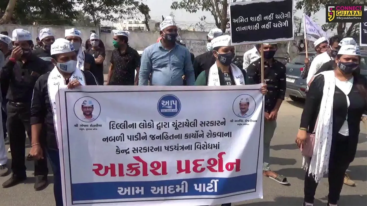 સુરત : દિલ્લીની સત્તા એલજીના હાથમાં!, આપ દ્વારા બિલનો ઠેર ઠેર વિરોધ