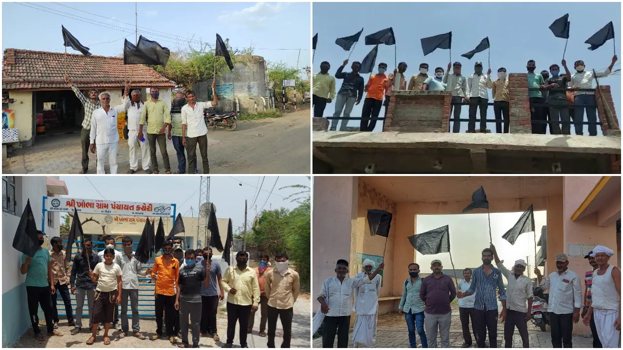 ભાવનગર : કૃષિ કાયદાના વિરોધમાં સિહોર તાલુકાના ખેડૂતોએ “બ્લેક-ડે” મનાવ્યો, ગામે-ગામ ફરકાવ્યા કાળા વાવટા