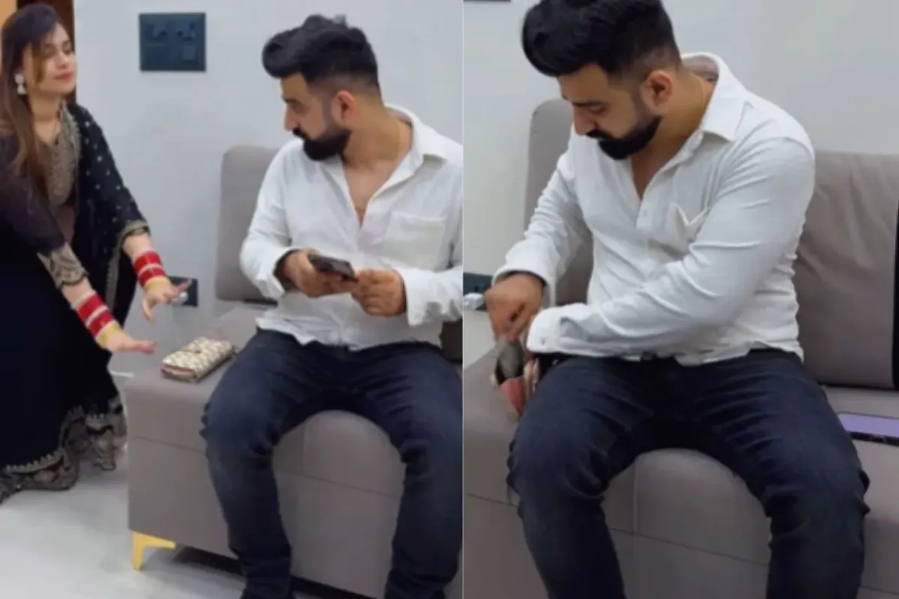Viral Video: Unique! Wife Puts Her Purse to Charging Next to Husband, He Silently Does THIS