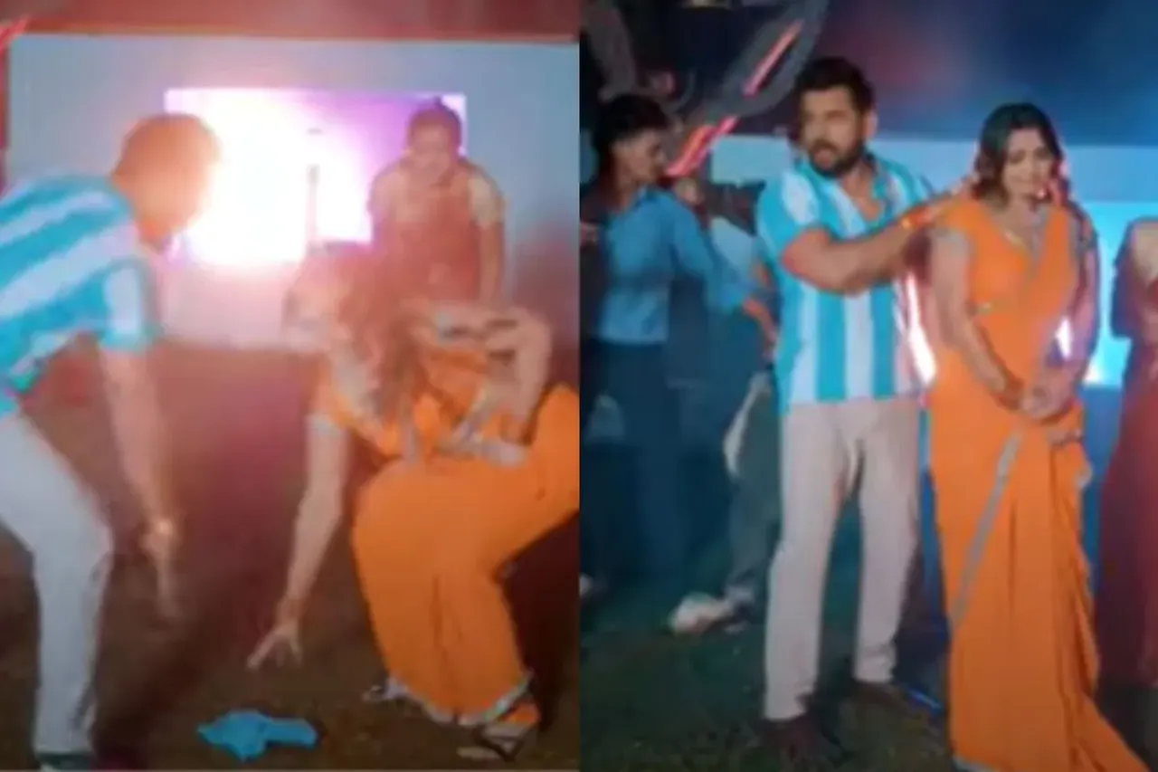 Khesari Lal Yadav dancing with Shilpi Raj