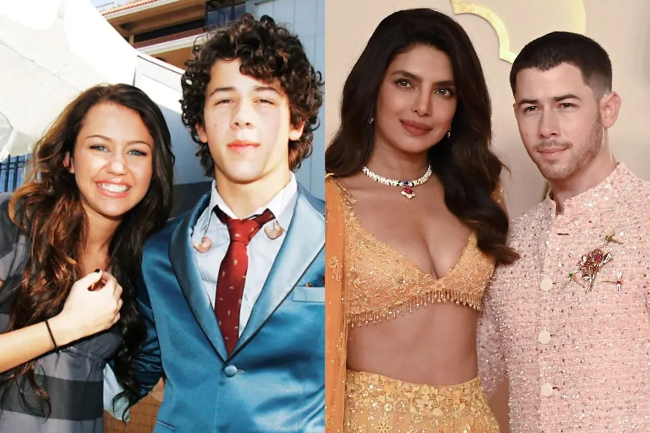 Miley Cyrus, Nick Jonas and Priyanka Chopra