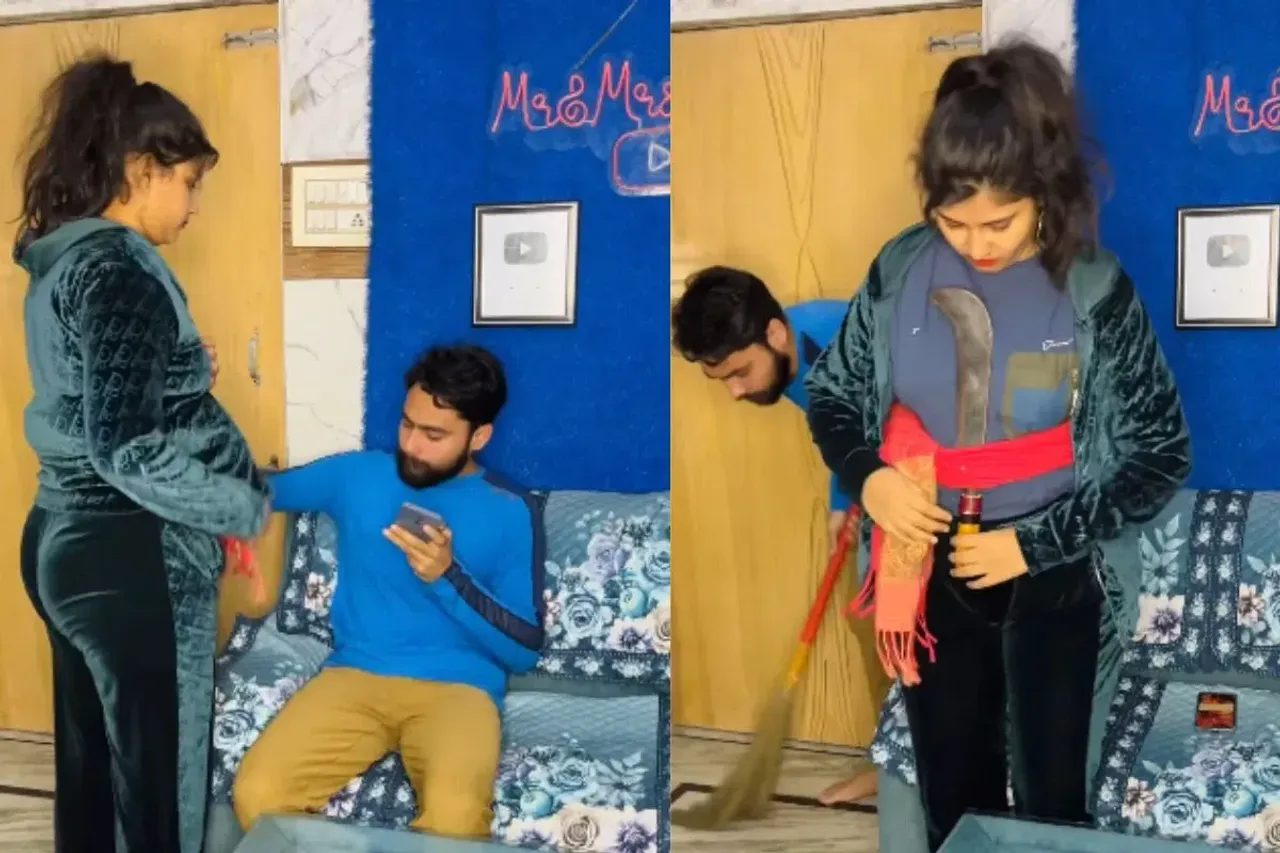Wife threatening husband to sweep 