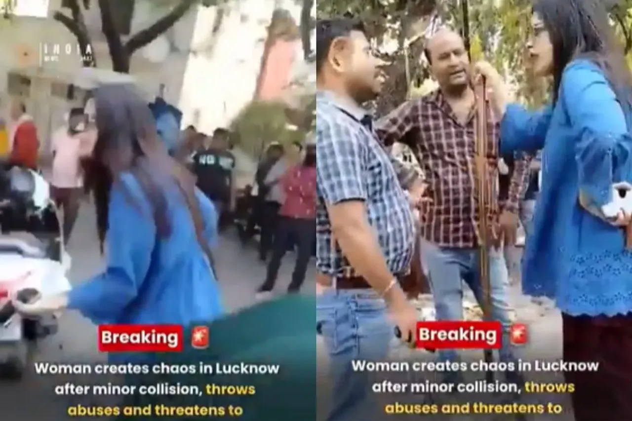 A lady threatening a man over collision of vehicles