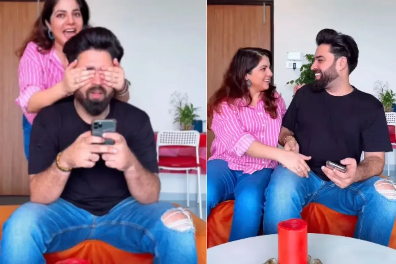 Wife surprising husband