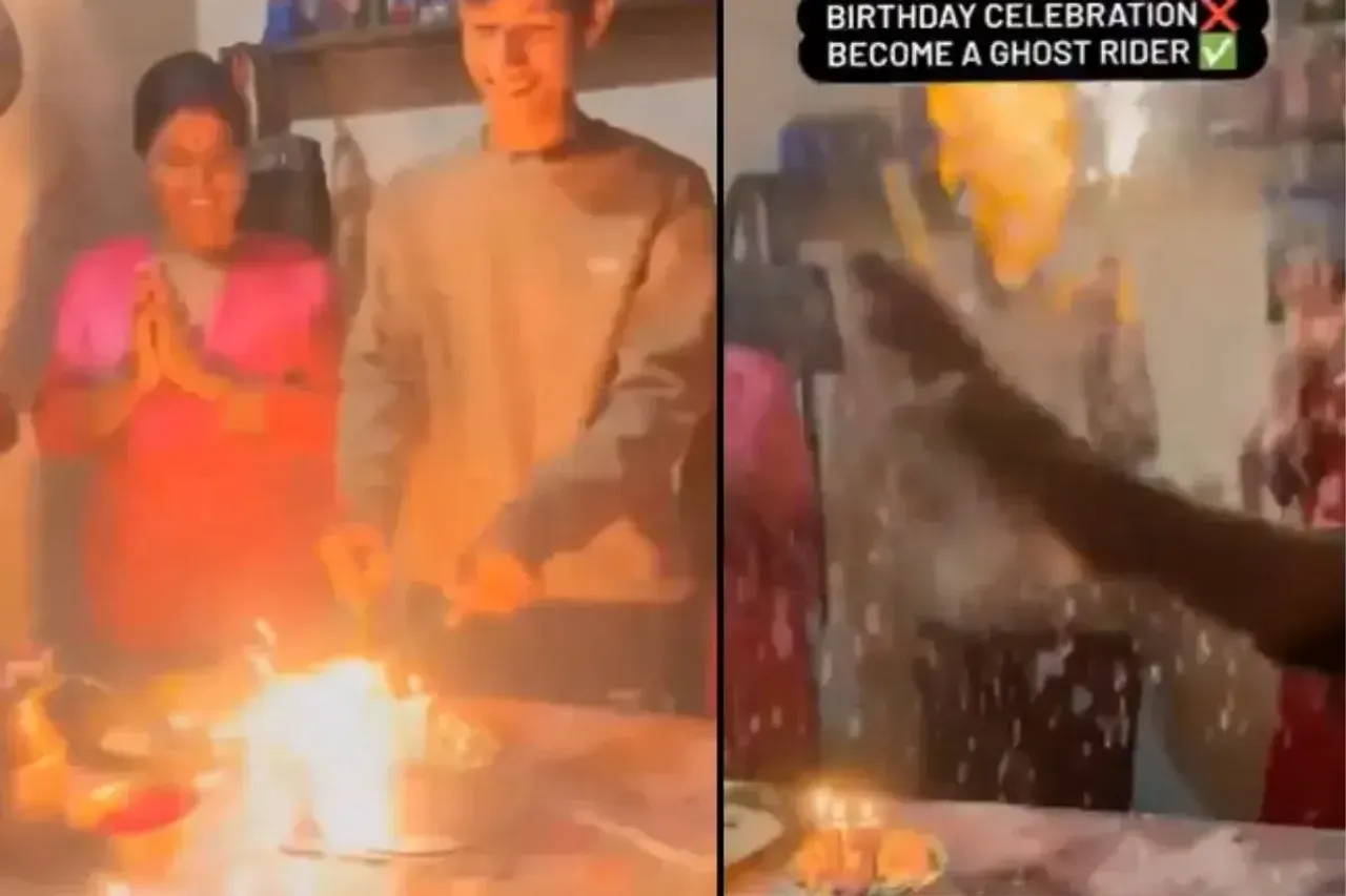 Birthday celebration amidst fireworks