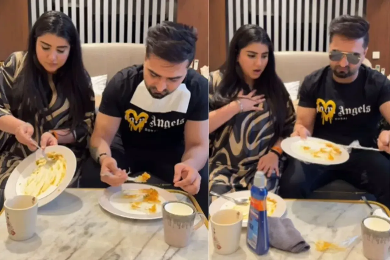 Husband using a technique to avoid washing of utensils