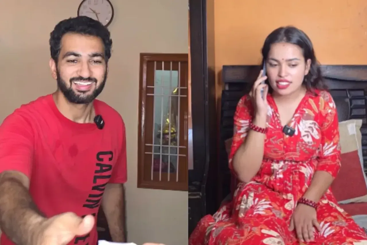 Sister paying money to brother