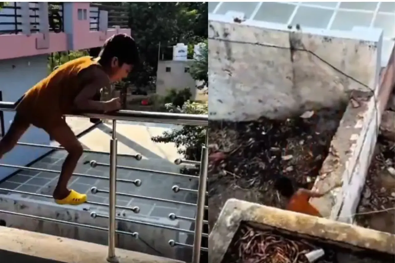 Kid fining alternative way to reach the ground