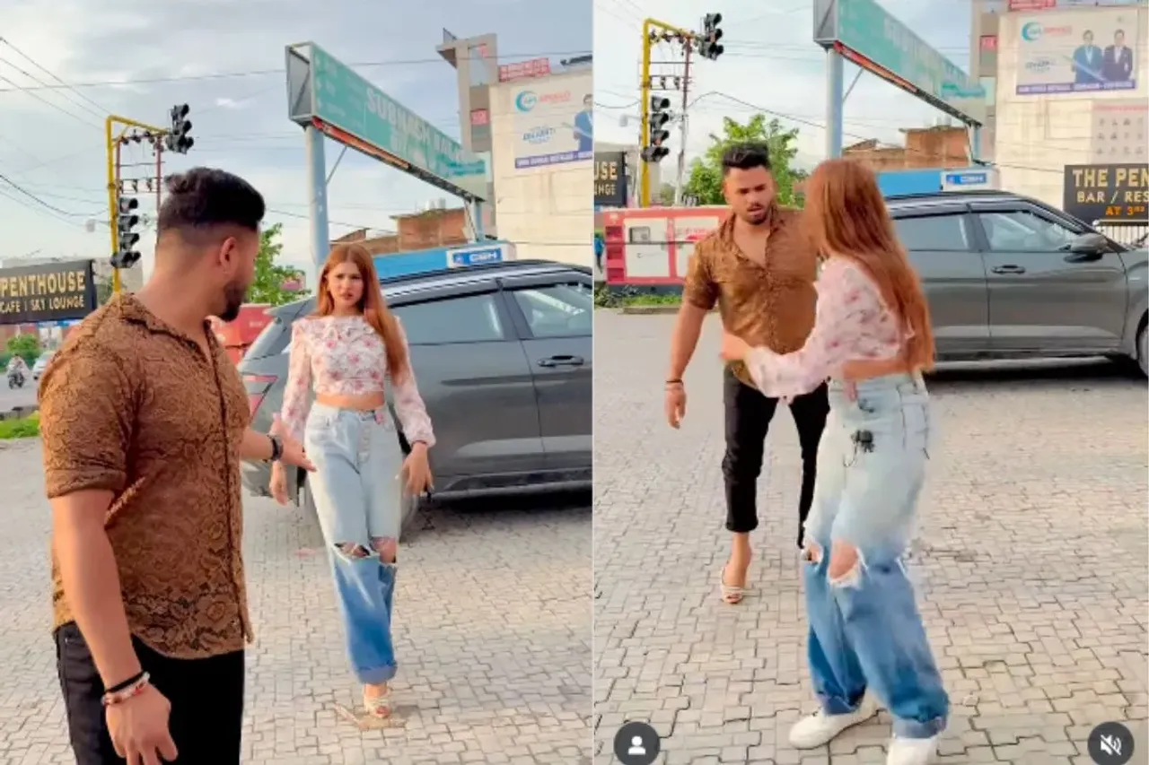 Boy and girl walking