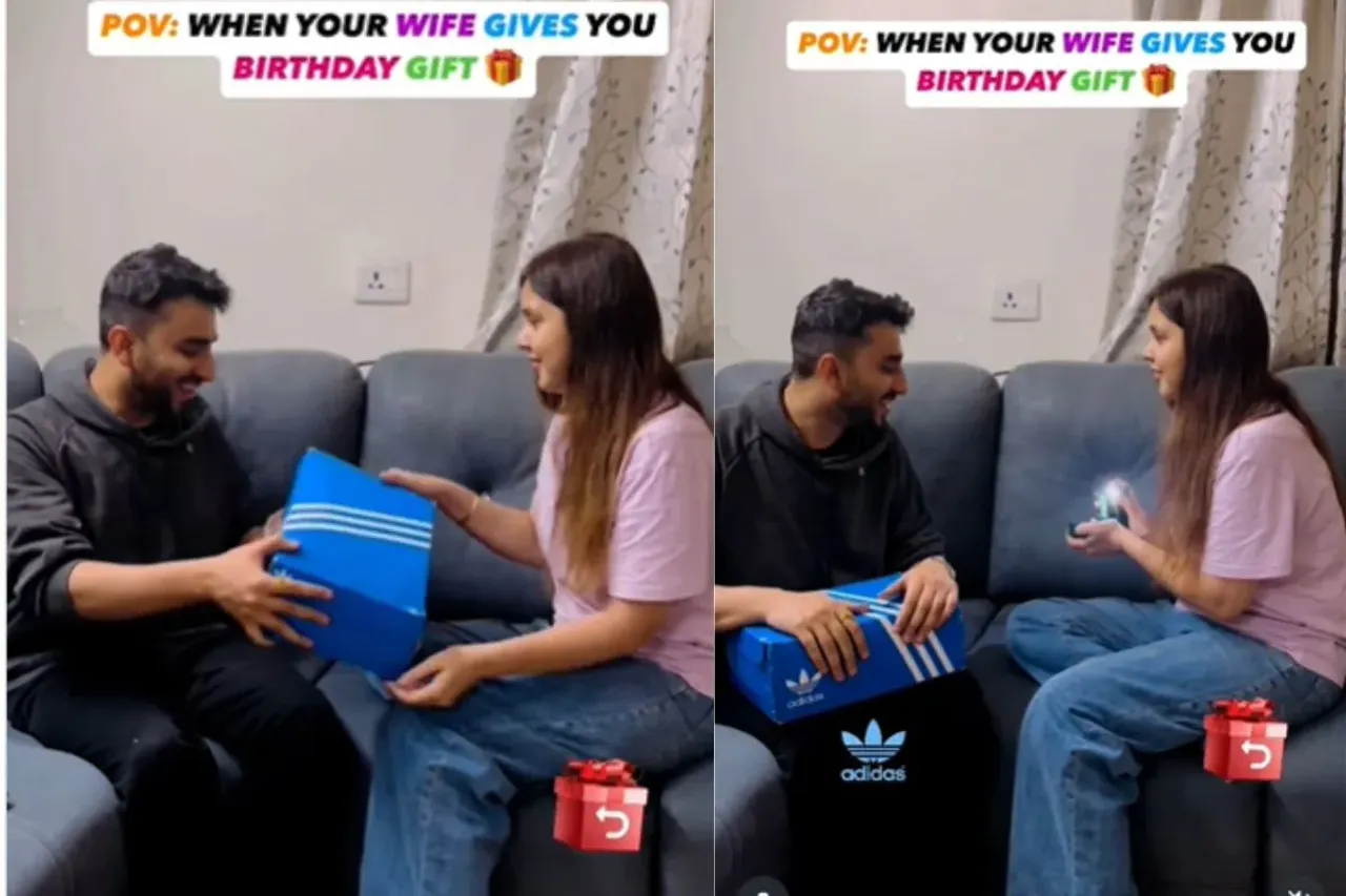 Wife using a technique to buy a gift for herself