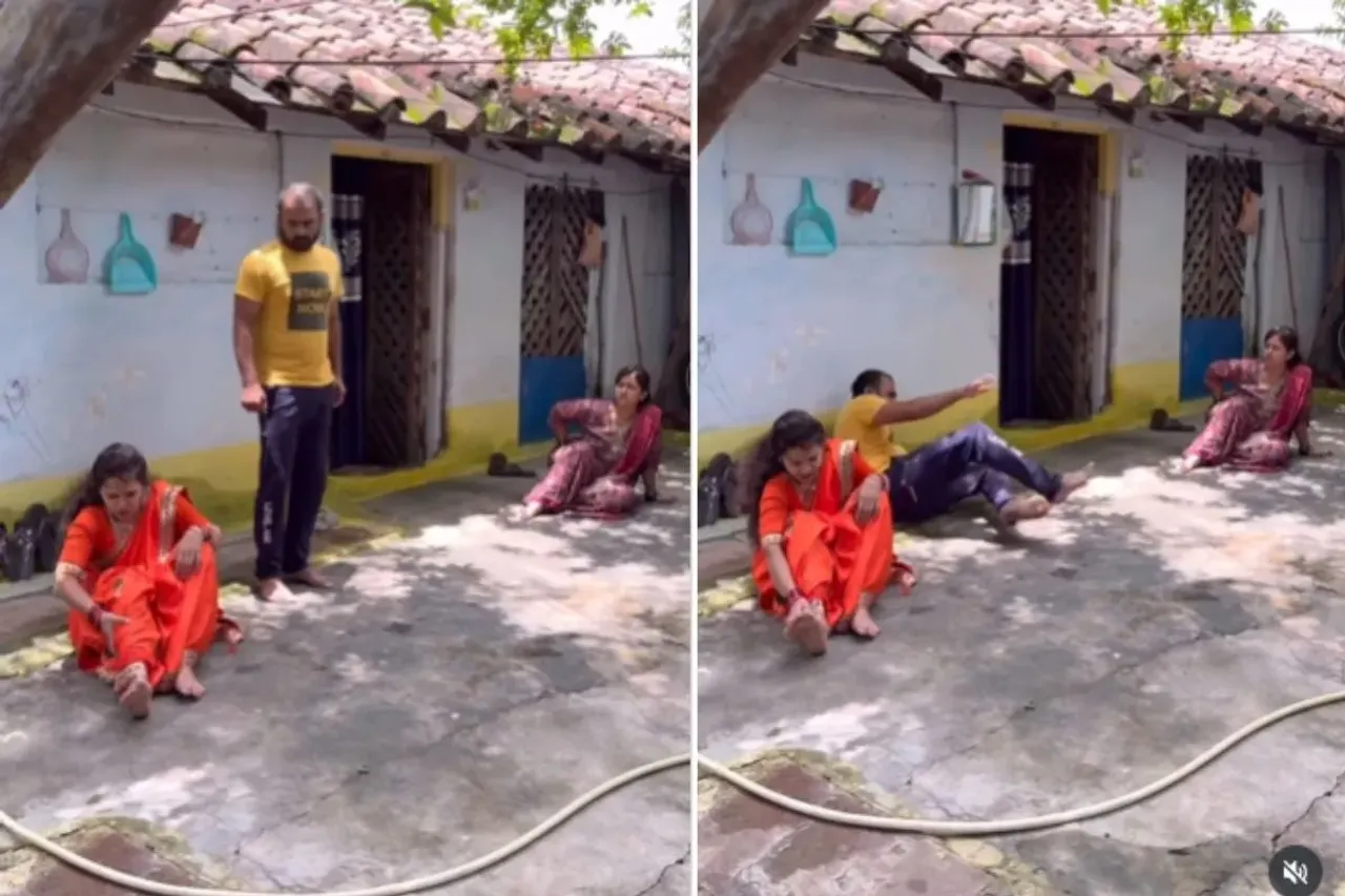 Viral Video: Padosan And Wife Fall Down Simultaneously, Husband's Devises Unique Idea so That None Feel Bad, Check