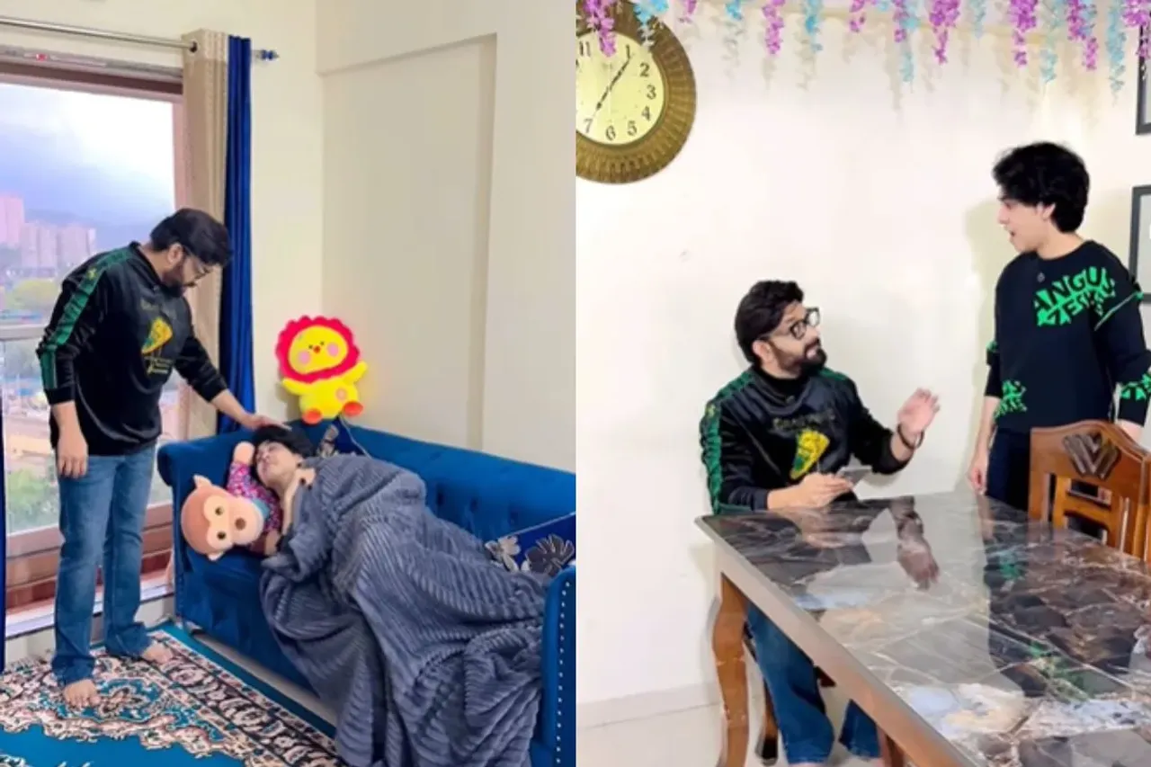 Son pretends to have headache for not going to school