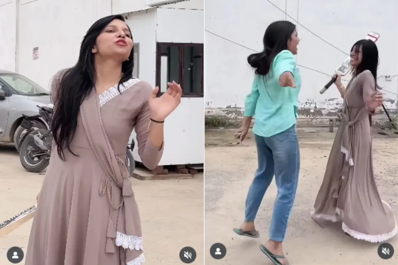 Girl winning cricket match against boys