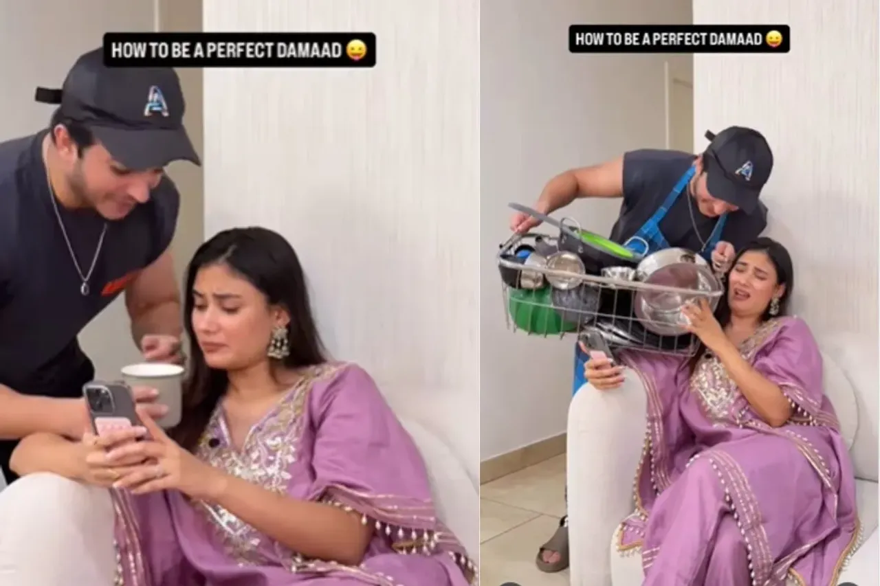 Viral Video: Husband Leaves No Stone Unturned to Impress Saas Over Phone While His Wife Talks to Her Mother, Check
