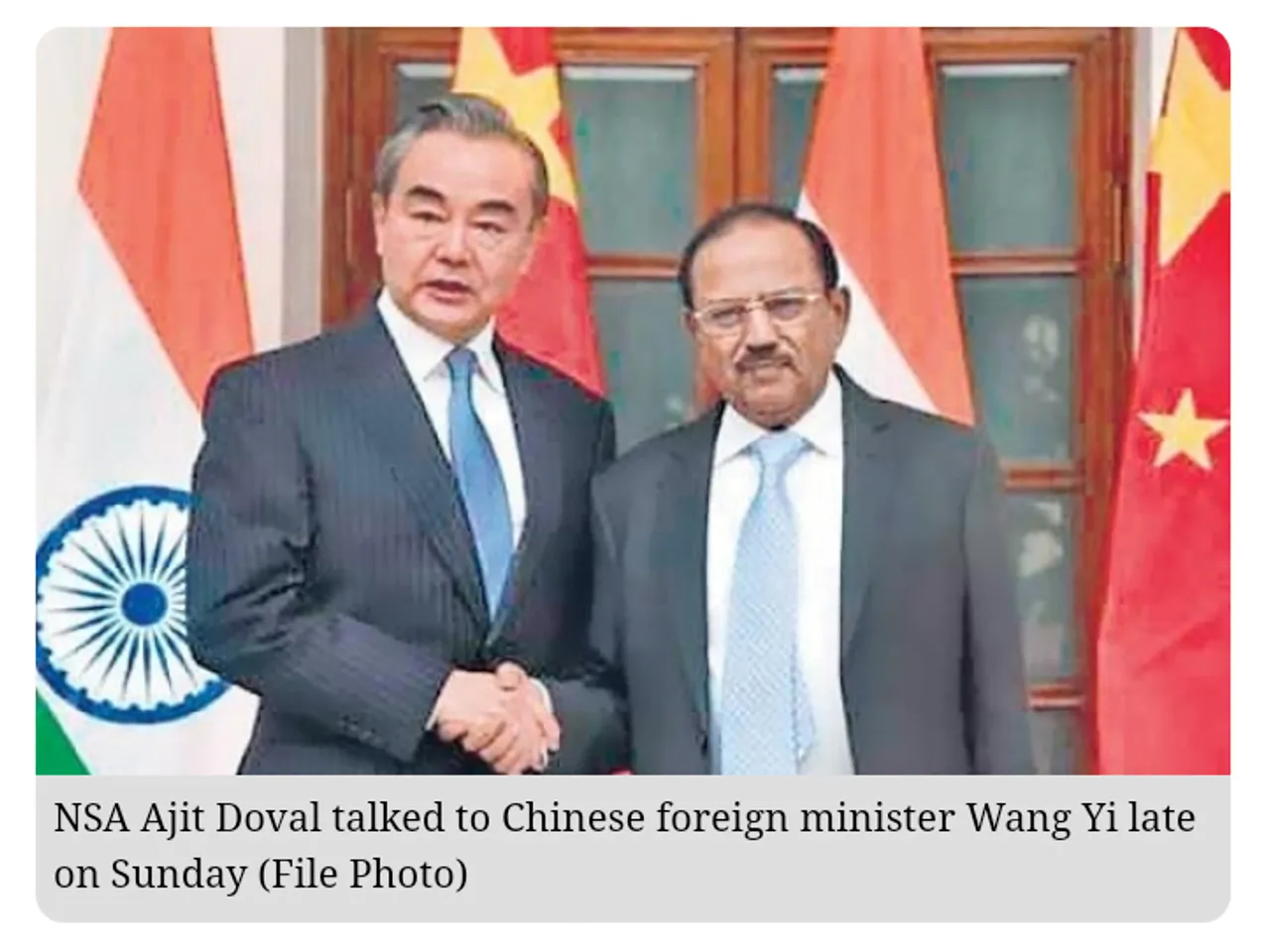 Ajit Doval and Chinese Foreign Minister Wang Yi over Indo-China border talks.