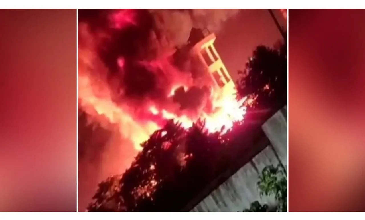 Massive fire in Visakhapatnam's Solvent plant.