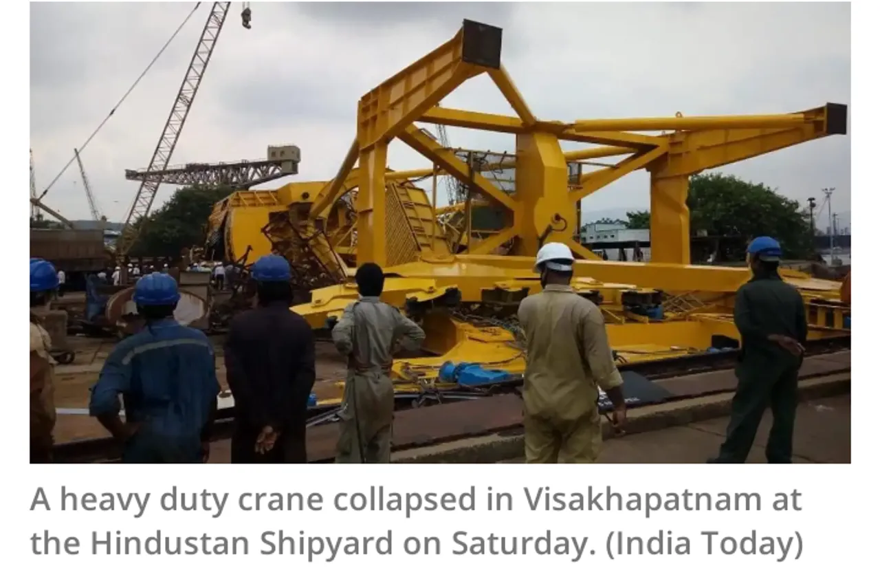 11 Dead, Several Injured in Crane Collapse at Hindustan Shipyard, Vizag