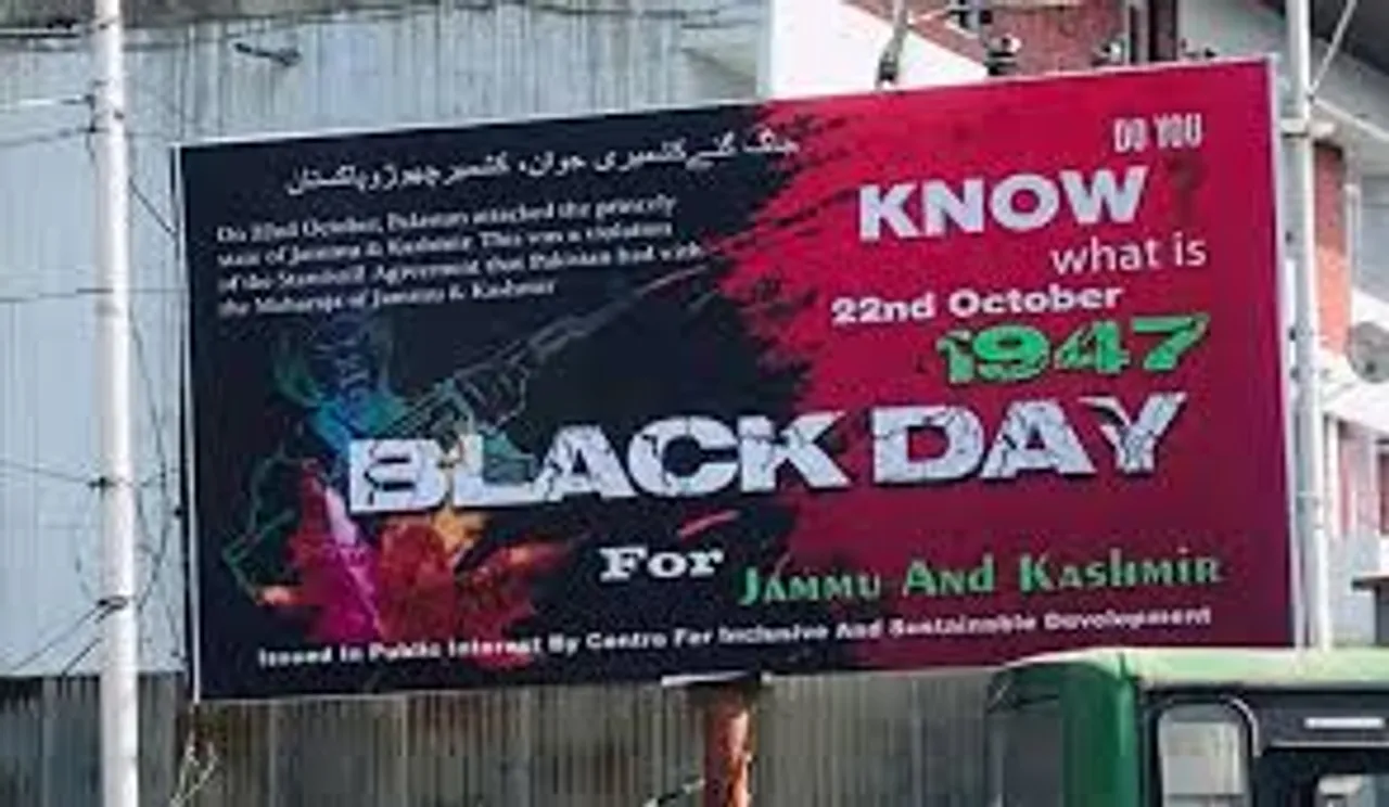 22 October, India will celebrate the day of 1947 invasion of Jammu and Kashmir as 'Black Day