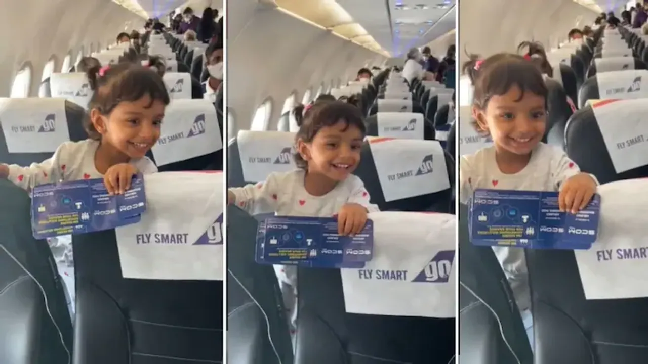 Little girl spots pilot father on flight. Video goes viral