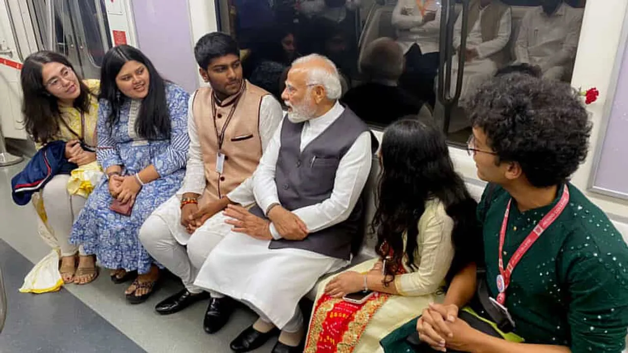 PM Modi travels on Mumbai Metro