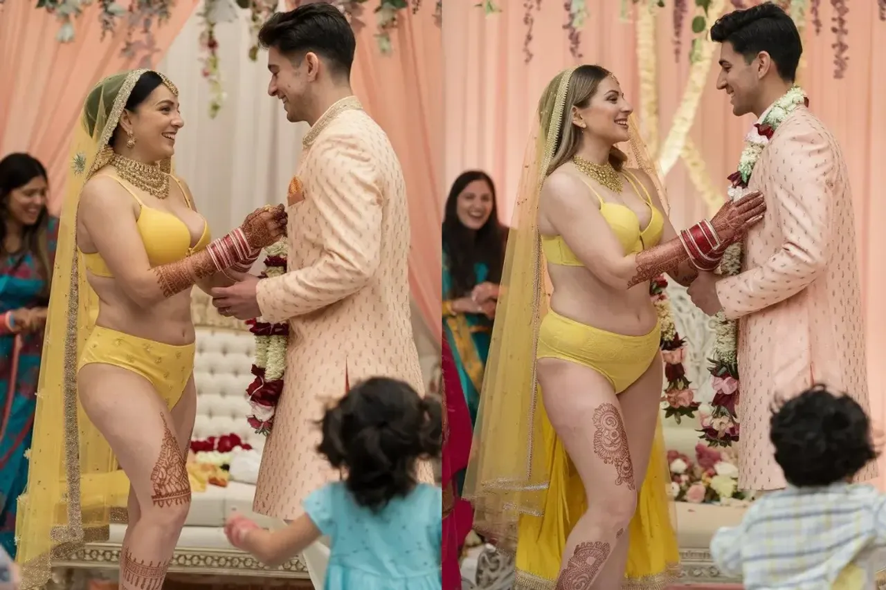 Bride Wearing Banarasi Bikini