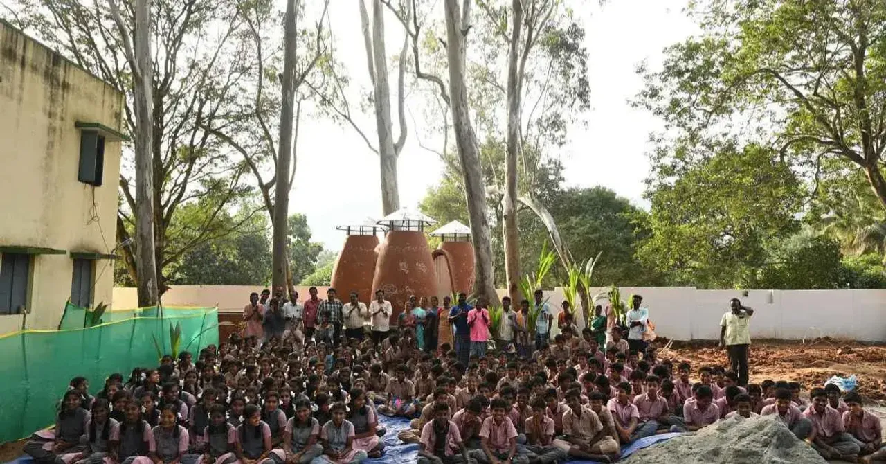 Brightly painted, round-shaped eco-toilets are now part of a rural campus once plagued by fear and discomfort.