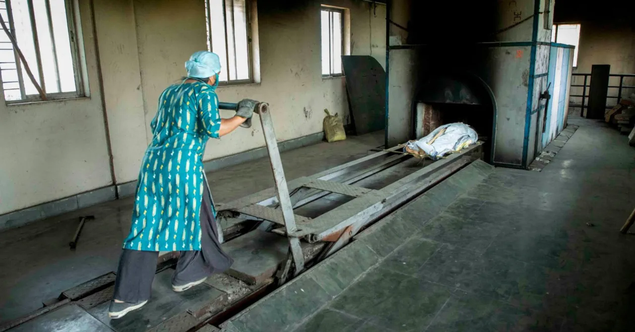 Woman crematorium worker in West Bengal