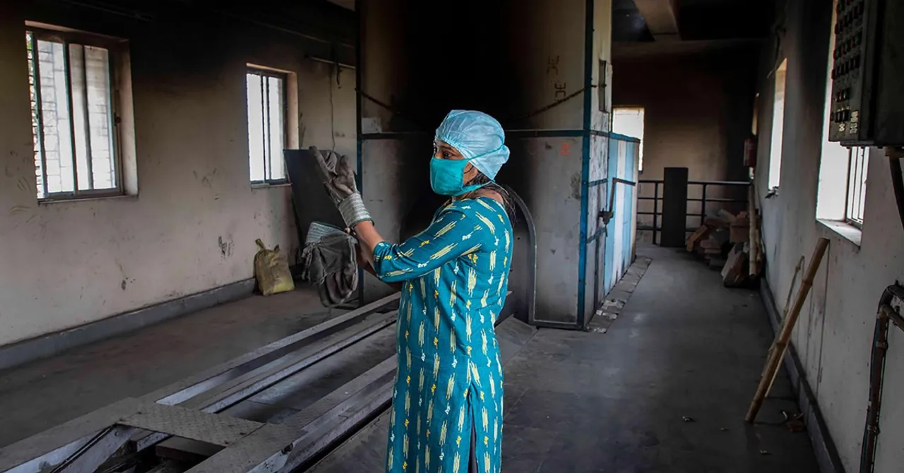 Woman crematorium worker in West Bengal