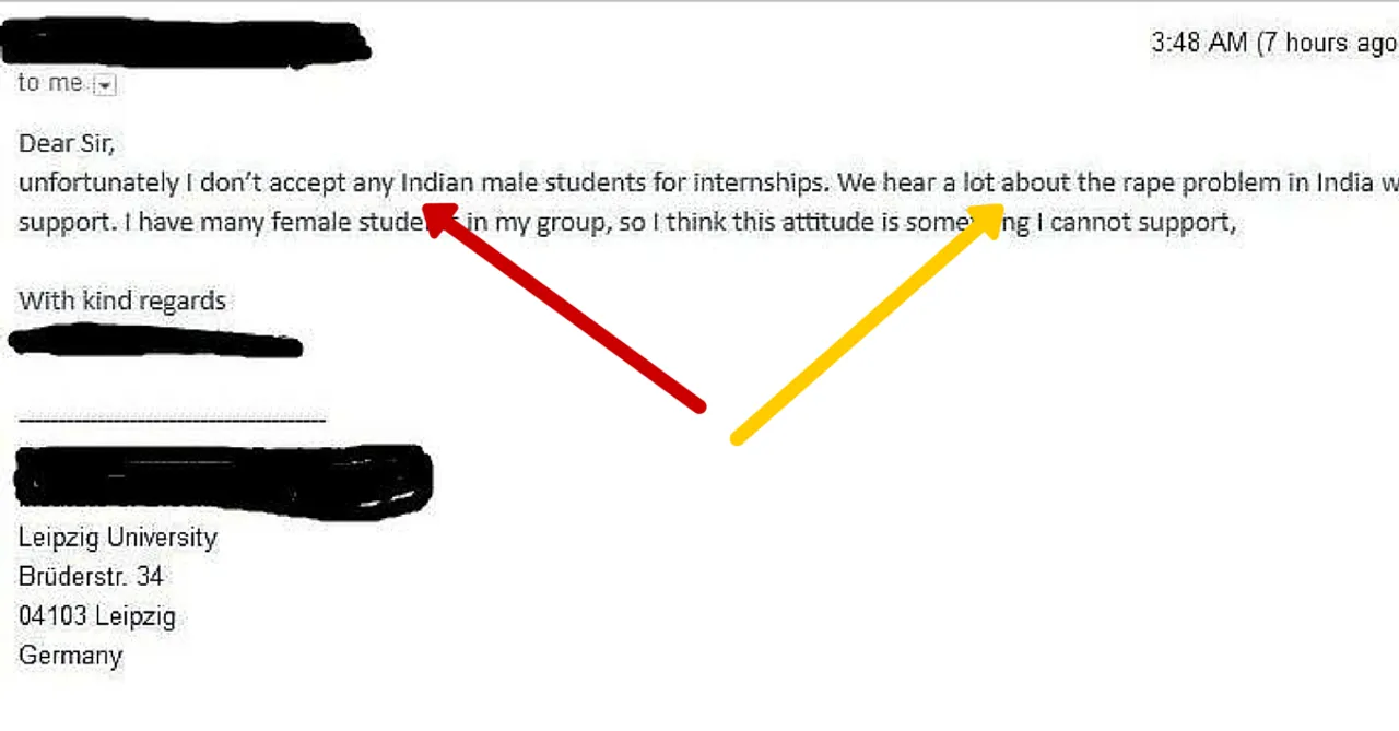 German Prof. Refused Admission To An Indian For Our "Rape Problem". THIS Is Their Ambassador's Reply