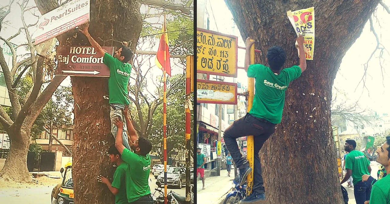 A Group in Bengaluru Protects Trees by Removing Nails & Posters from Them Every Sunday