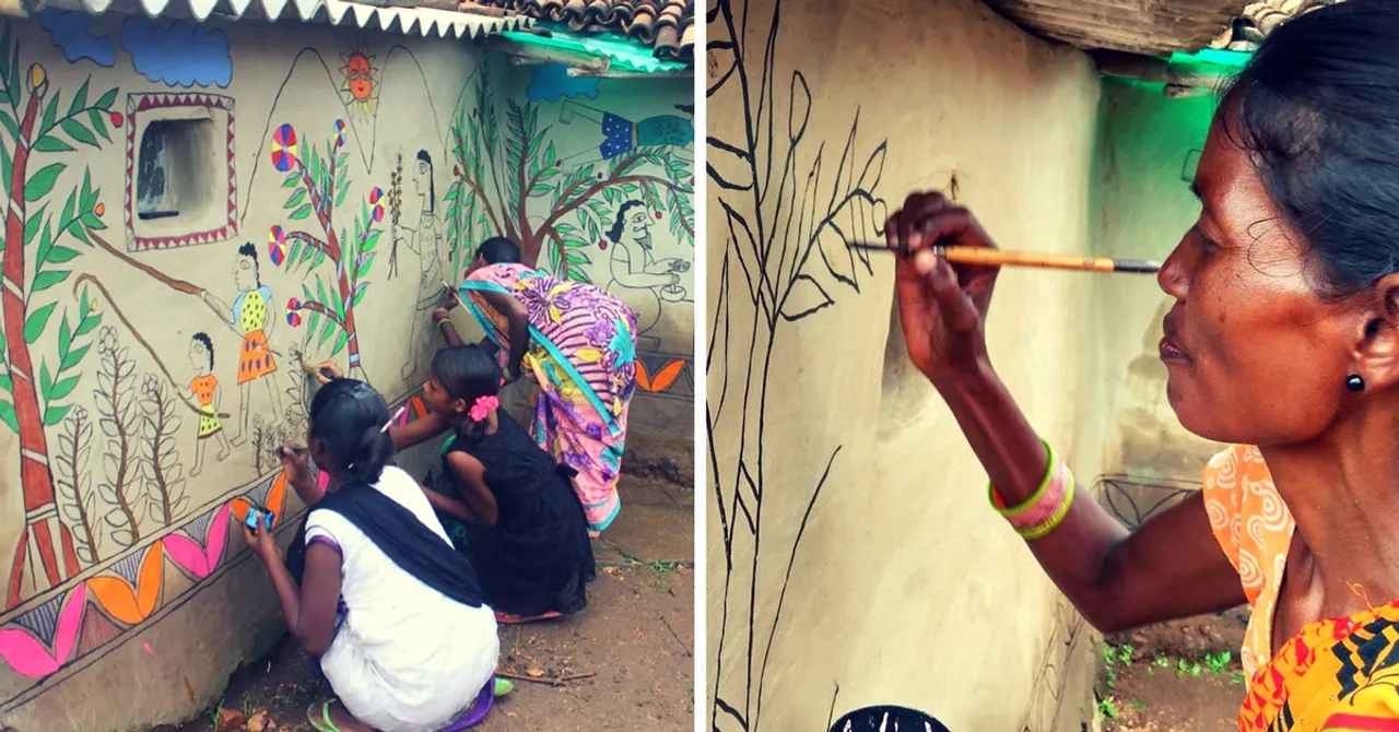 Madhubani Murals On The Walls of These Jharkhand Village Homes Depict the Life & Times of Tribals