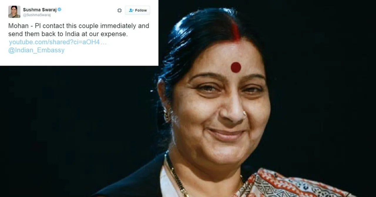 The "People's Minister" at Work: Sushma Swaraj Helps Elderly Couple Stuck in France Return Home