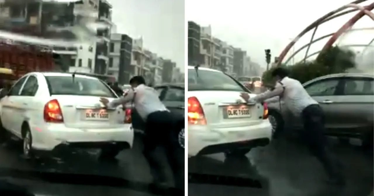 Watch: A Delhi Cop Helped a Driver Despite Heavy Rains, Restoring Everyone's Faith in Humanity