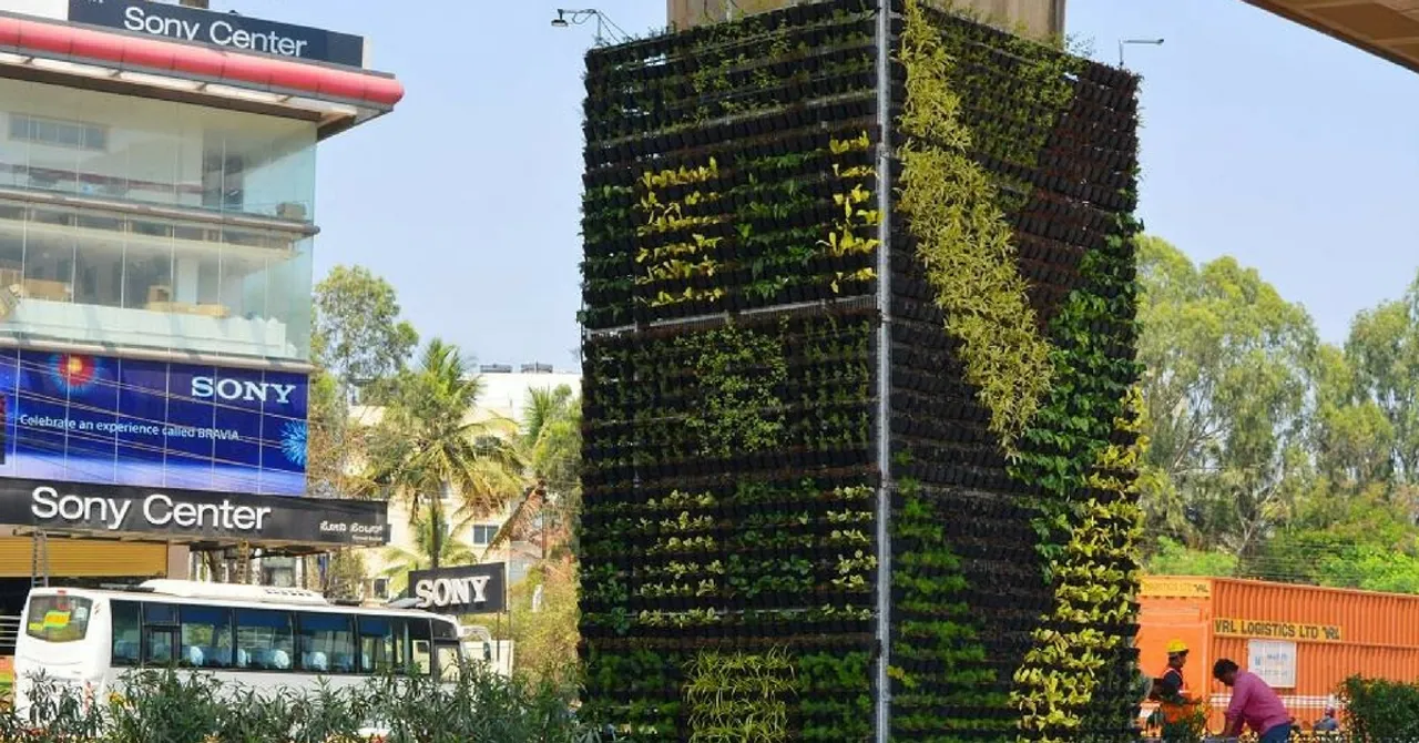 Delhi Metro's Drab Pillars Go Green with a 'Vertical' Makeover