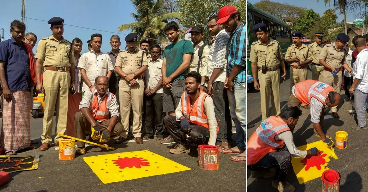 Kozhikode's New Idea To Prevent Road Accidents? A Yellow Square With a Red Spot!