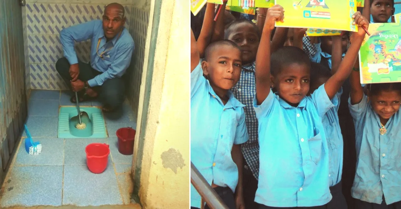 One-Man Army: Karnataka Headmaster Cleans Toilets & Sweeps Classrooms Everyday!