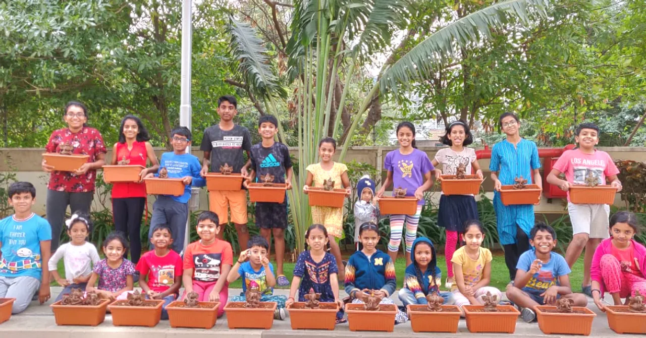 75 Bengaluru Kids come Together to Make Environment-Friendly 'Tree Ganesha'!