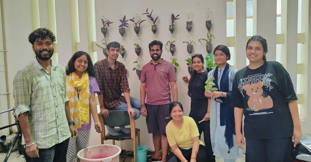 55 Students Are Using Plastic Bottles to Create Vertical Gardens on Campus