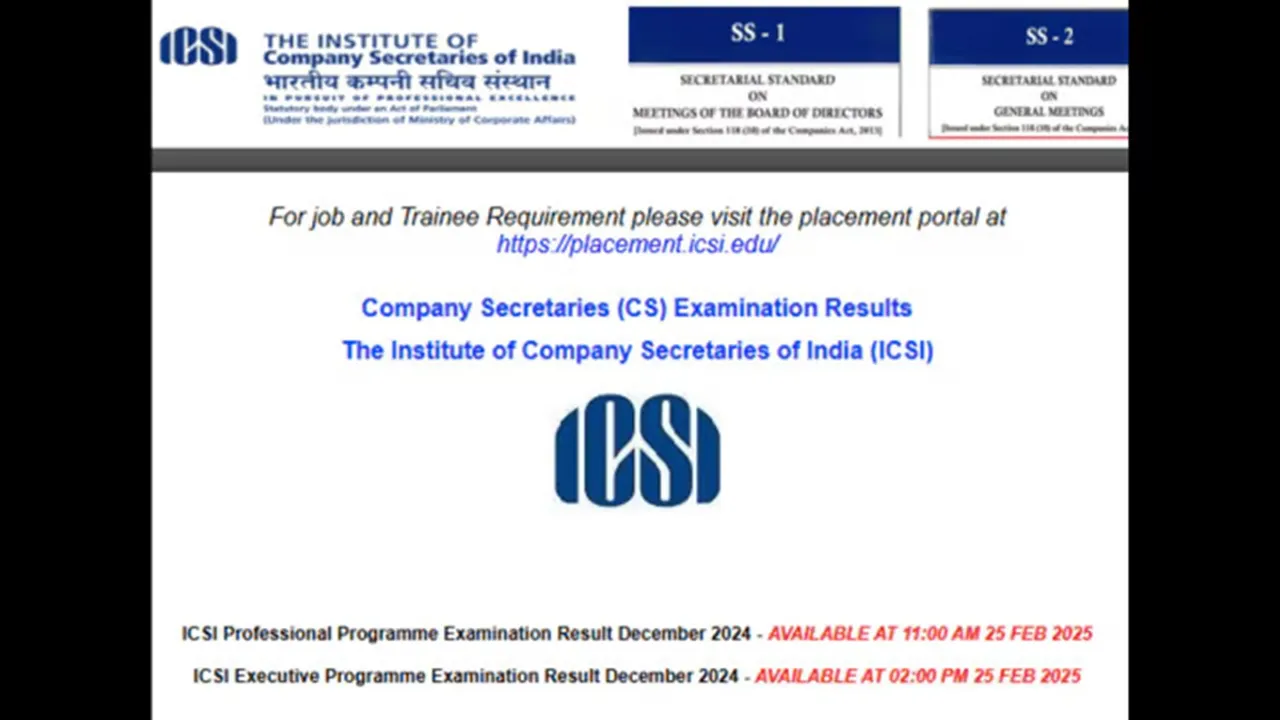 icsi cs results website to check, icsi, cs professional result, icsi result