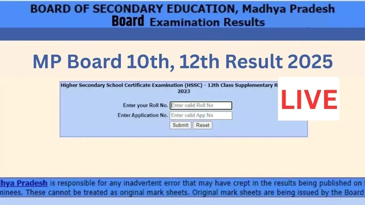 MPBSE MP Board Result 2025 Live, MP Inter High school Result