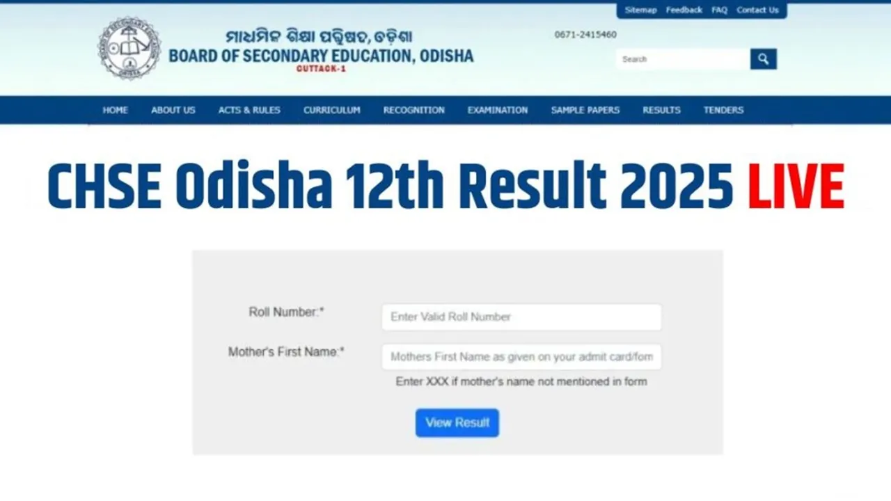 CHSE Odisha Class 12th Result 2025 at orissaresults.nic.in or chseodisha.nic.in