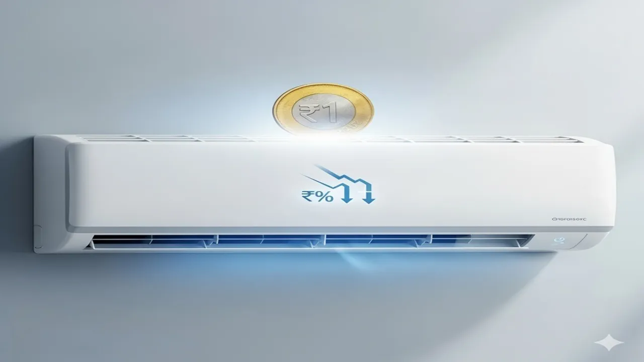 AC Booking rs1, Air Conditioner Booking Offer, AC Booking Starts at rs1, GST Cut on ACs, AC Price Reduction, Air Conditioner Discounts, AC Savings per Unit, Affordable AC Deals, AC GST Benefit, Low Cost AC Booking